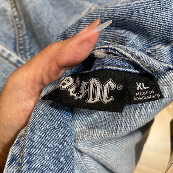 AC/DC Denim Jacket Back Tie Dye Detail - Picture 8 of 8